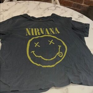 Nirvana Graphic Tee in Gray and Yellow M
